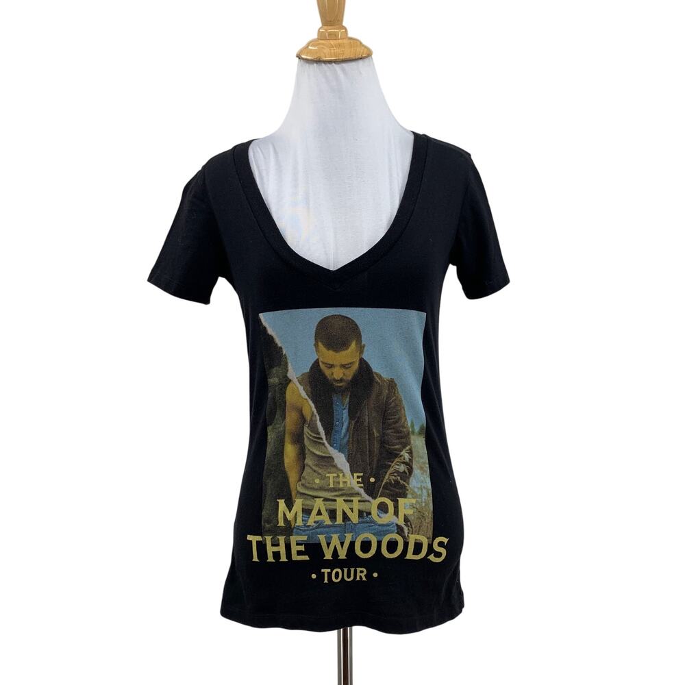 Timberlake T Shirt Womens M Medium Black Man of the Woods Concert Tour Tee
